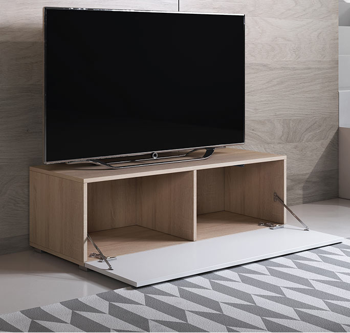 Mueble TV modelo Leiko H1 (100x32cm) color sonoma y blanco con patas estándar