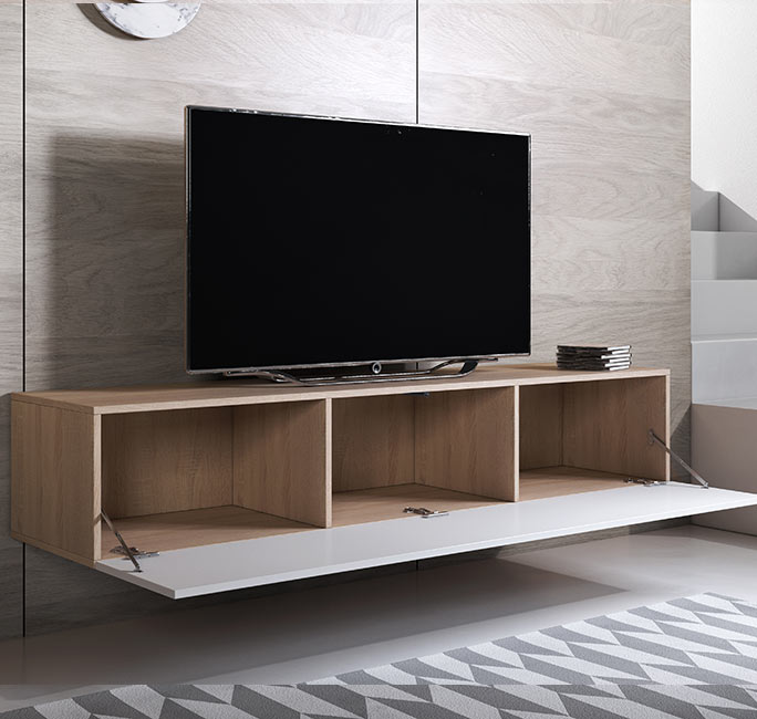 Mueble TV modelo Leiko H2 (160x30cm) color sonoma y blanco