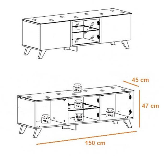 Móvel de TV Atenas de 150cm em Carvalho Wotan  - Design Nórdico