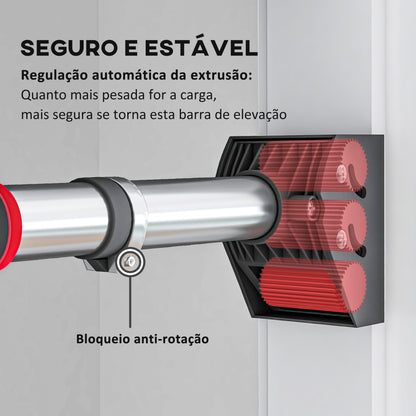 SPORTNOW Barra de Elevação para Porta Barra para Fazer Elevações Ajustável de 95 cm a 123 cm Carga 200 kg para Exercícios e Treino em Casa Ginásio Vermelho e Preto