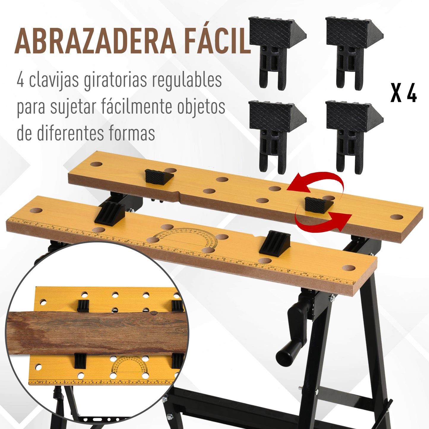 DURHAND Bancada de Trabalho Dobrável e Portátil Mesa de Trabalho de Carpinteiro com Braçadeiras Ajustáveis e Estrutura de Aço Capacidade de 100kg