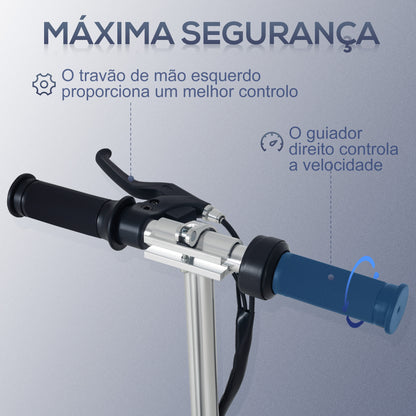 HOMCOM Trotinete Elétrica Dobrável para Crianças e Adolescentes acima de 7 Anos Velocidade de 10km/h Trotinete Elétrica com Guiador Ajustável e Freios Carga Máxima 50kg 78x37x89-95cm Rosa