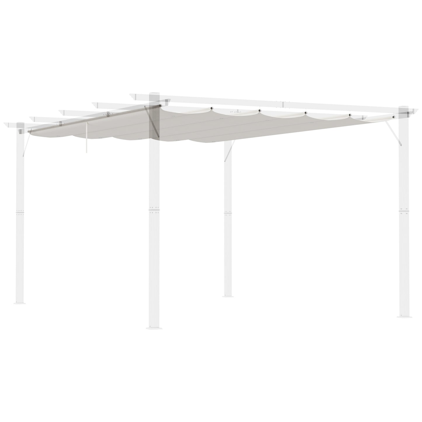 Outsunny Cobertura para Pérgola 3,5x2,5 m Teto de Substituição Retrátil para Pérgola com 10 Orifícios de Drenagem Creme