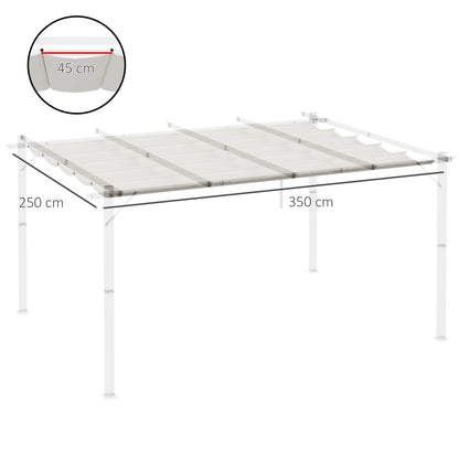 Outsunny Cobertura para Pérgola 3,5x2,5 m Teto de Substituição Retrátil para Pérgola com 10 Orifícios de Drenagem Creme