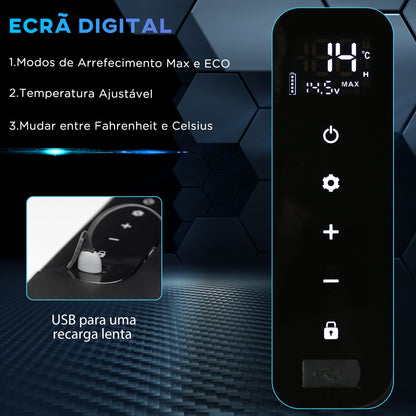 Outsunny Geleira Elétrica de Compressor 25L Portátil até -20℃ com Luz LED e Alças Dobráveis Geleira de Carro 12V/24V e 240V para Casa Campismo Viagem 58,5x33,5x35,2cm Branco