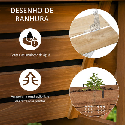 Outsunny Horta Vertical Elevada de Madeira 120x55x143cm Mesa de Cultivo de Jardim com Rede de Sombra de Malha e Tecido Geotêxtil para Cultivos de Plantas Flores Natural