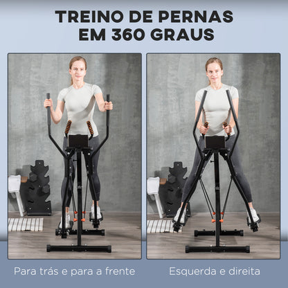 HOMCOM Bicicleta Elíptica Máquina de Step com Ecrã LCD Resistência Ajustável Sensor de Frequência Cardiaca e Rodas para Treino em Casa Giásio 90x62x150 cm Preto