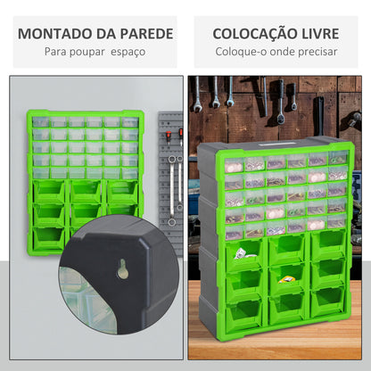 DURHAND Organizador de Ferragens Armário Organizador de Ferragens com 39 Gavetas Tipo Prateleiras 38x16x47,5cm Verde