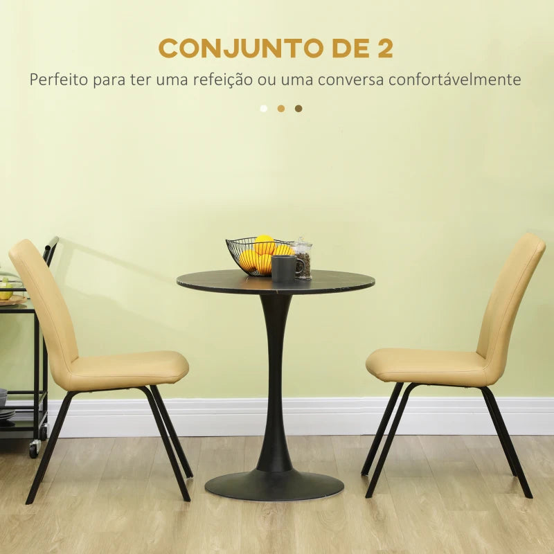 Conjunto de 2 Cadeiras Wemi em Couro Artificial - Cáqui - Design Moderno