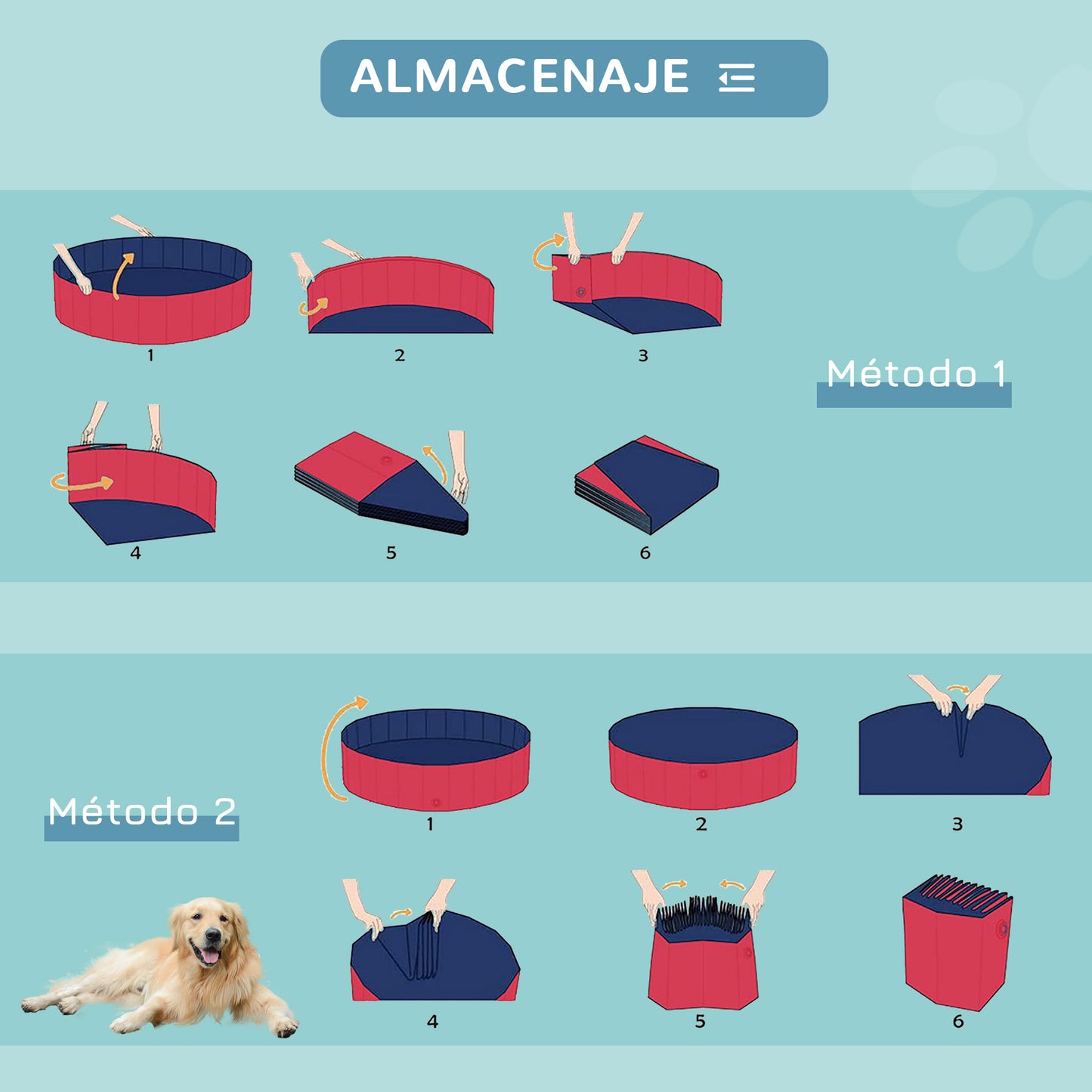 PawHut Piscina Dobrável para Cães Gatos Banheira Portátil para Animais de Estimação PVC Antideslizante Múltiplo Uso para Interior e Exterior Ø120x30 cm Vermelho