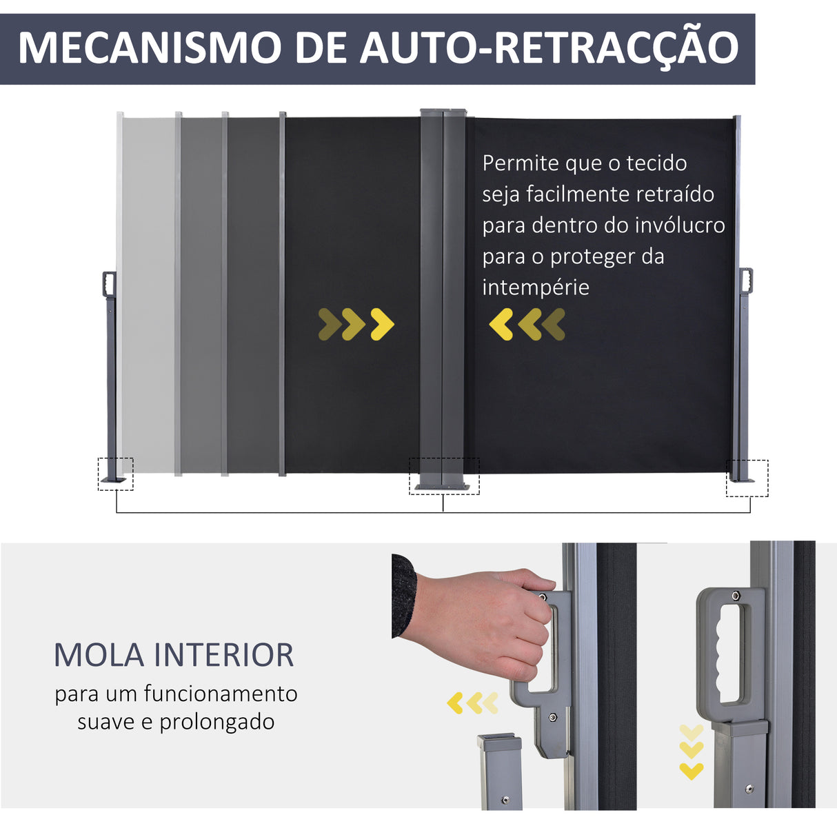 Outsunny Toldo Lateral Retrátil 600x160cm Toldo de Privacidade Extensível com Ângulo Ajustável e Proteção UV+50 para Jardim Balção Terraço Cinza