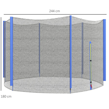 SPORTNOW Rede de Segurança para Trampolim Ø244 cm Rede de Substituição de Trampolins para Exterior e Porta com Fecho de Correr para 6 Postes Azul