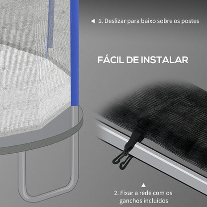 SPORTNOW Rede de Segurança para Trampolim Ø244 cm Rede de Substituição de Trampolins para Exterior e Porta com Fecho de Correr para 6 Postes Azul