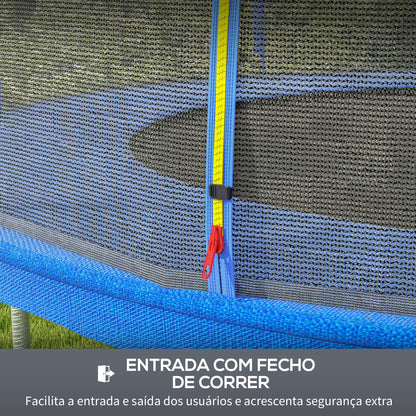 SPORTNOW Rede de Segurança para Trampolim Ø244 cm Rede de Substituição de Trampolins para Exterior e Porta com Fecho de Correr para 6 Postes Azul