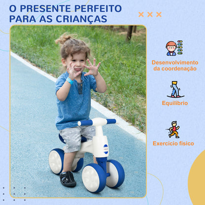 AIYAPLAY Bicicleta sem Pedais para Crianças de 18-36 Meses Carga 30 kg Bicicleta de Equilíbrio com Guiador Antiderrapante e 4 Rodas de Ø17 cm para Meninos e Meninas 56x30x42 cm Azul