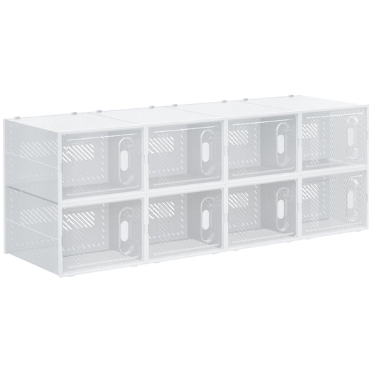 HOMCOM Armário Modular de Plástico Sapateira Modular com 8 Cubos Portas Magnéticas Organizador de Sapatos para Entrada Corredor Dormitório 28x36x21cm Transparente