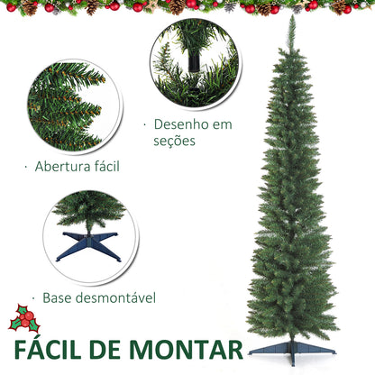 HOMCOM Árvore de Natal Artificial 210cm Ignífugo com 499 Pontas de Ramo PVC e Suporte de Metal Decoração de Natal para Interiores Fácil de Montar Verde