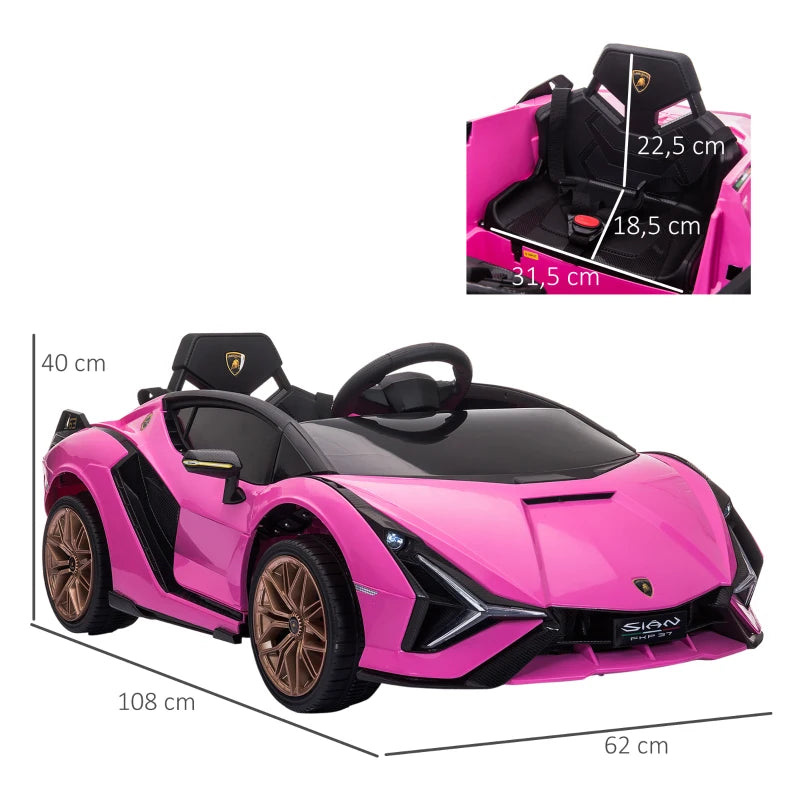 Carro Elétrico Lamborghini SIAN 12V com Controlo Remoto - Rosa