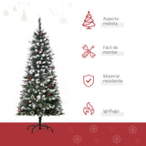 HOMCOM Árvore de Natal Artificial 150cm Ignífugo com 408 Ramos 28 Bagas 24 Pinhas Folhas de PVC e Suporte Metálico Decoração de Natal para Interiores Verde