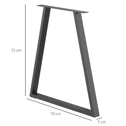 HOMCOM Conjunto de 2 Pés para Mesa 72x6x72cm Pés para Móveis de Aço para Suporte com Base Protetoras e Parafusos Preto