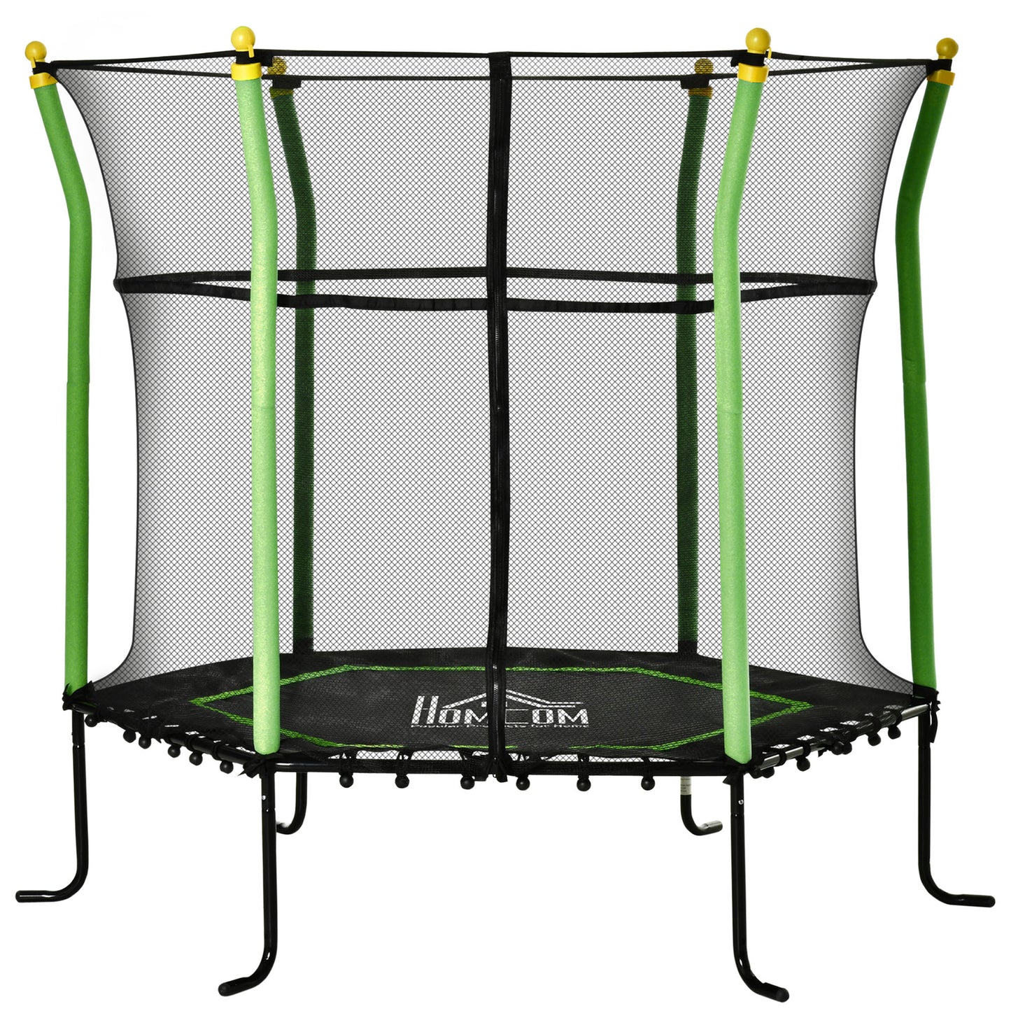 HOMCOM Trampolim para Crianças acima de 3 Anos Cama Elástica Infantil com Superfície de Salto Ø120 cm Rede de Segurança e Estrutura de Aço para Interiores e Exteriores Carga 50kg Ø160x163,5 cm Verde