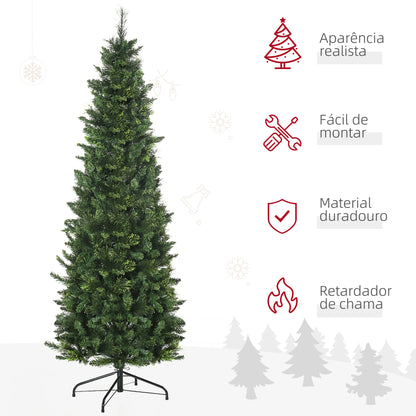 HOMCOM Árvore de Natal Artificial 180 cm Árvore de Natal com 648 Ramos de Agulha de Pinheiro Fácil de Montar e Base Desmontável de Aço Ø70x180 cm Verde