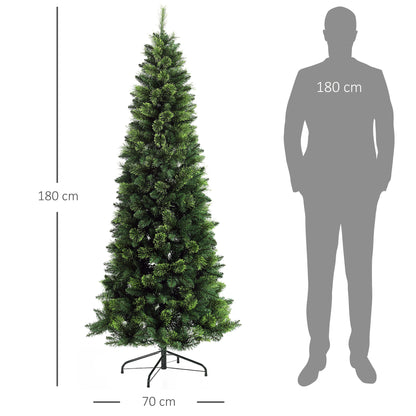 HOMCOM Árvore de Natal Artificial 180 cm Árvore de Natal com 648 Ramos de Agulha de Pinheiro Fácil de Montar e Base Desmontável de Aço Ø70x180 cm Verde