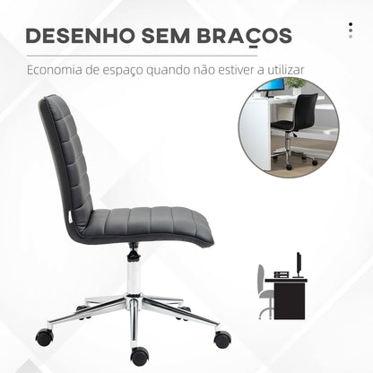 Vinsetto Cadeira de Escritório Operativa Giratória com Altura Ajustável Encosto Estofado em Couro Sintético Carga 120kg 47x57x76,5-86,5cm Preto