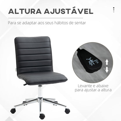 Vinsetto Cadeira de Escritório Operativa Giratória com Altura Ajustável Encosto Estofado em Couro Sintético Carga 120kg 47x57x76,5-86,5cm Preto