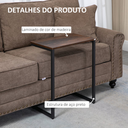 HOMCOM Conjunto de 3 Mesas Auxiliares em Forma de C Mesas de Estilo Industrial com Pés de Aço para Sala de Estar Dormitório Escritório 45x30x60cm 40x28x56cm e 34x25x50cm Marrom Rústico