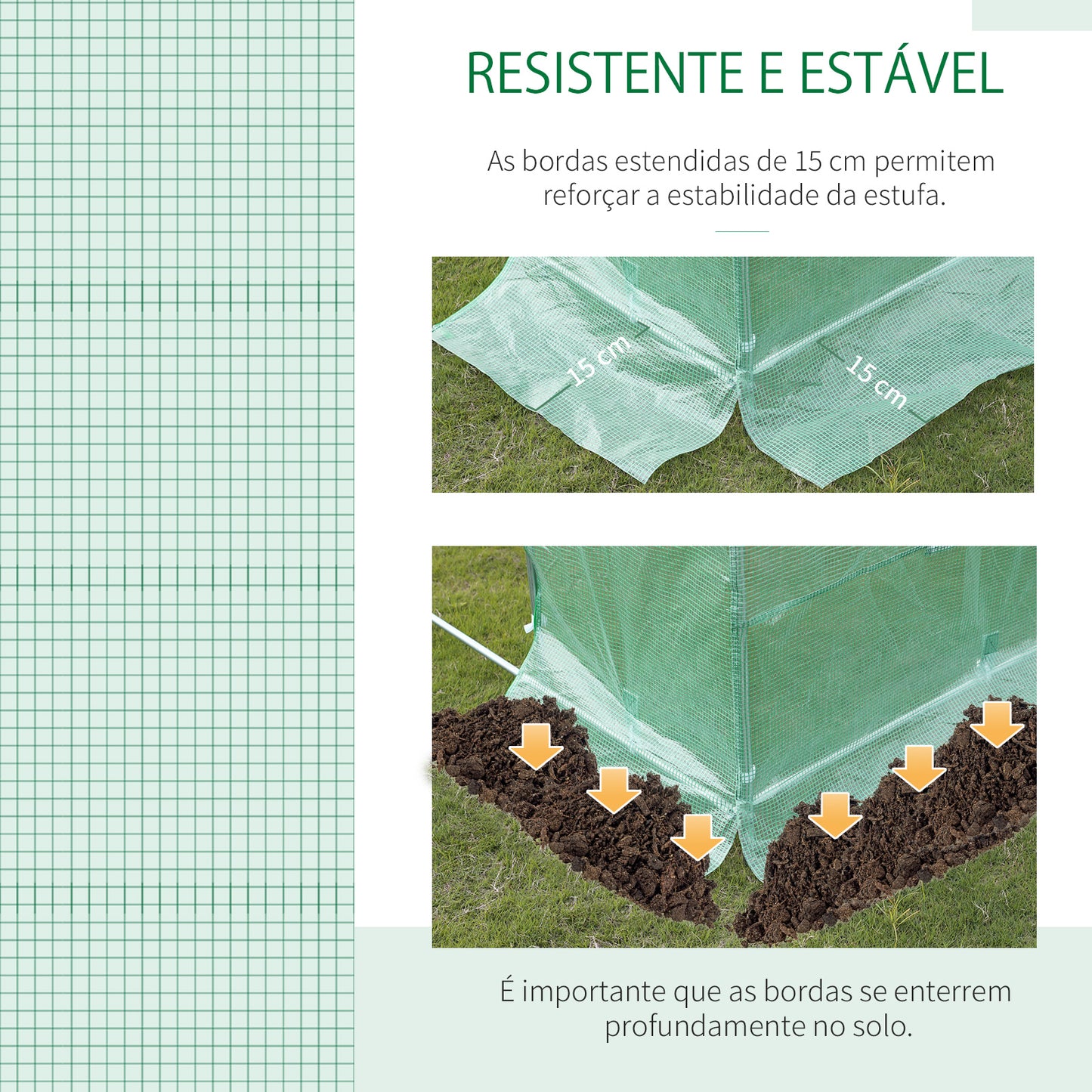 Outsunny Cobertura de Estufa de Túnel 3,5x3x2m Cobertura de Substituição de Estufa Polietileno com 6 Janelas e Portas Enroláveis Proteção de Plantas para Jardim Verde