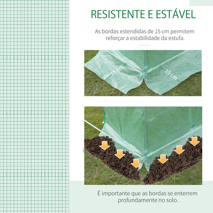 Outsunny Cobertura de Estufa de Túnel 3,5x3x2m Cobertura de Substituição de Estufa Polietileno com 6 Janelas e Portas Enroláveis Proteção de Plantas para Jardim Verde