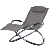 Outsunny Espreguiçadeira de balanço de jardim com apoio de cabeça removível Espreguiçadeira Poltrona ergonômica dobrável Tecido Texteline para pátios Piscina 154x80x84cm cinza