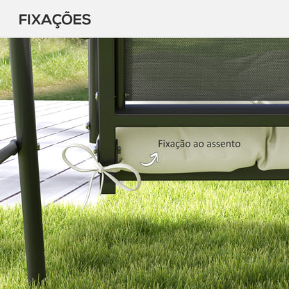 Outsunny Almofada para Banco 128x48x8 cm Almofada para Banco de Jardim com 2 Cordões de Fixação Impermeável e Proteção UV 50+ para Jardim Terraço Creme