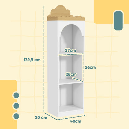 AIYAPLAY Estante para Livros Infantil Estante para Livros de 3 Niveis Estante de Livros para Escola Infantil Dormitório 40x30x139,5 cm Branco e Madeira