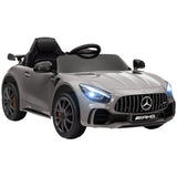 AIYAPLAY Carro Elétrico para Crianças acima de 3 Anos Carro Mercedes-Benz AMG GTR Carro Elétrico Infantil com Bateria 12V Controlo Remoto Faróis Buzina e Música 108x67x46 cm Prata