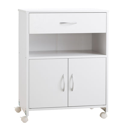 Vinsetto Armário para Impressora Móvel para Impressora com Rodas Gaveta 2 Portas e Compartimento Aberto para Sala de Estar Escritório Estúdio 60x39x80cm Branco