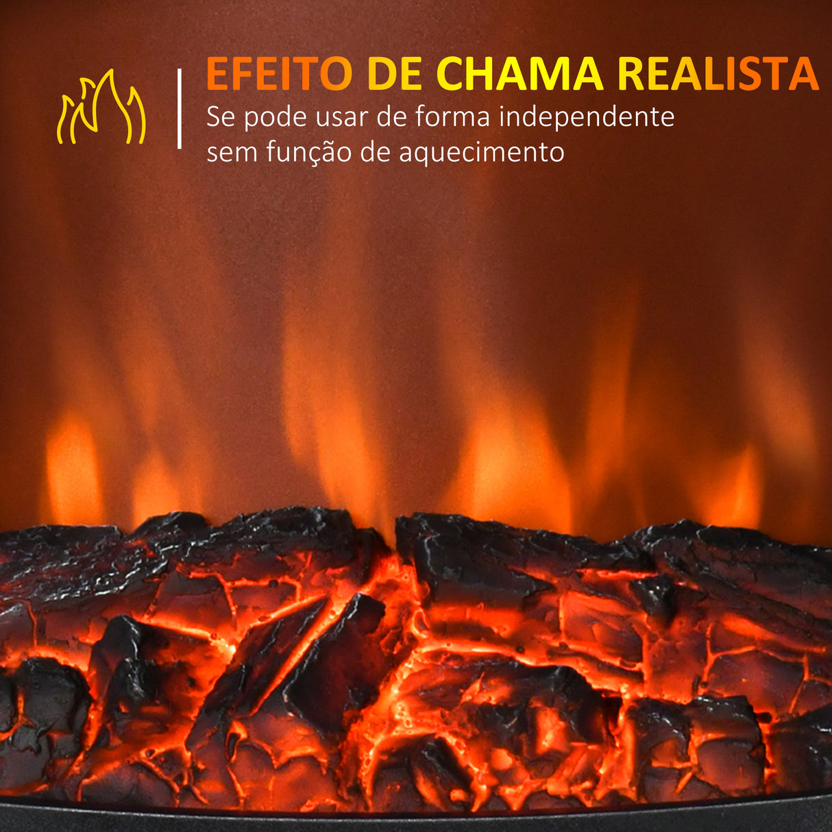 Lareira Elétrica "Porto" – 900W/1800W – 39x26x54,8 cm – Preto – Efeito de Chama Realista e Temperatura Ajustável