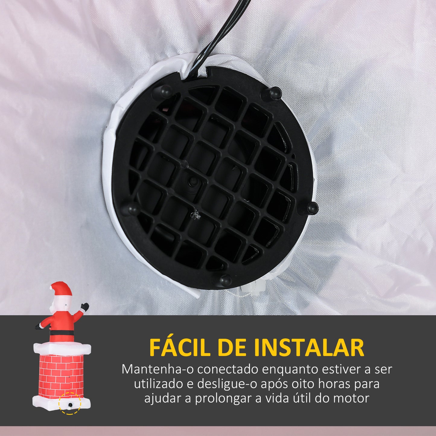 HOMCOM Pai Natal Insuflável com Chaminé Insuflável de Natal com 2 Luzes LED e Insuflador Elétrico Decoração de Natal para Exterior e Interior 80x70x210 cm Multicor