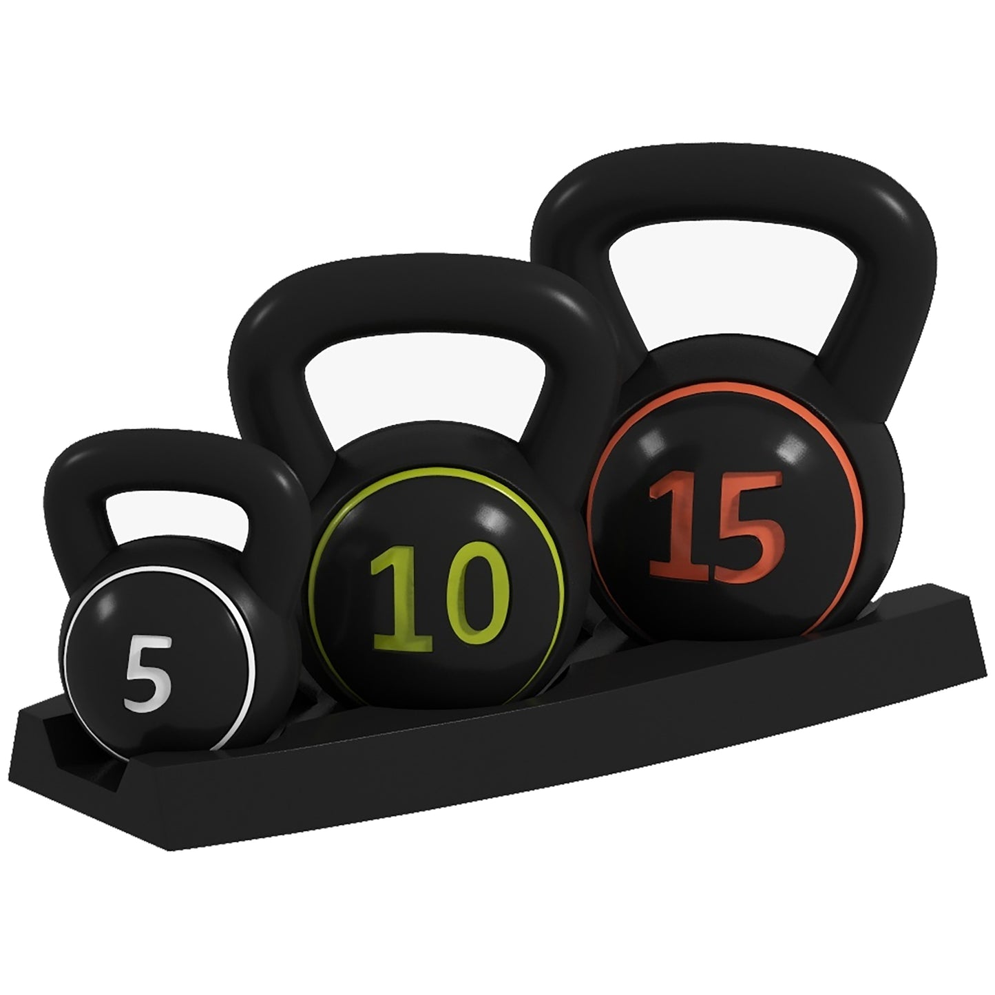 SPORTNOW Peso Russo de 2,2 kg, 4,5 kg, 6,8 kg Kettlebell de Fitness Preenchido com Areia com Punho Largo e Antiderrapante para Exercícios e Treino em Casa e Ginásio Preto