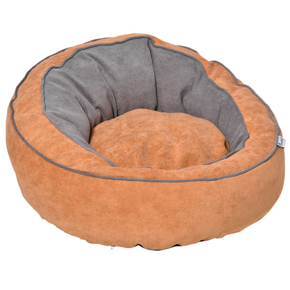 PawHut Cama para Cães e Gatos Pequenos Almofada para Animais de Estimação Pequenos Suave e Redonda 59x59x30cm Laranja e Cinza