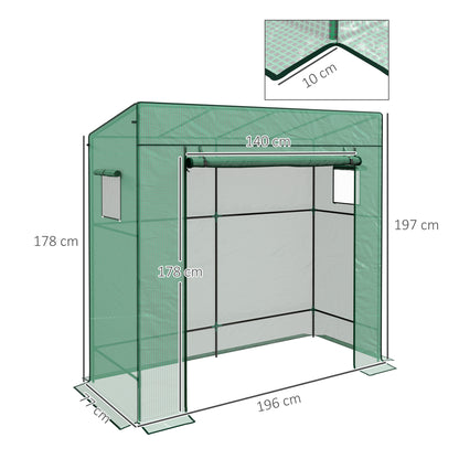 Outsunny Estufa Pequena Estufa de Exterior com Janelas de Malha e Porta com Fecho de Correr Estufa para Cultivar Plantas e Flores 196x77x197 cm Verde