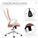 Vinsetto Cadeira de Escritório Giratória com Altura Ajustável Cadeira de Escritório Ergonómica com Apoio para os Braços Função de Inclinação e Encosto Alto para Sala de Estar Dormitório 62x56x110-119,5 cm Rosa