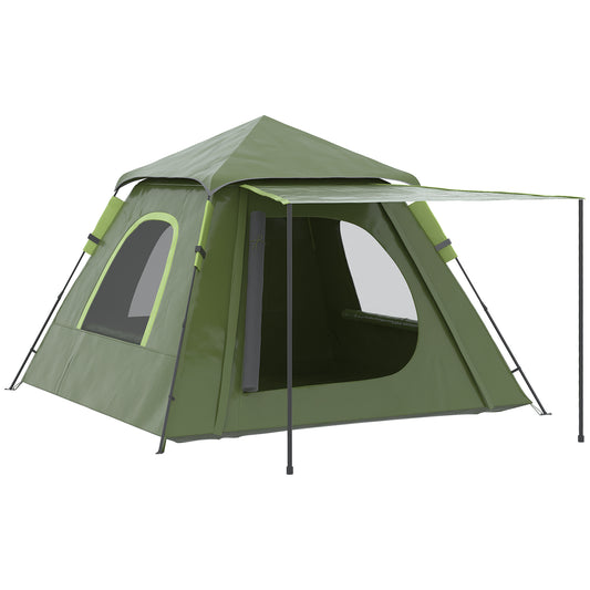 Outsunny Tenda de Campismo para 2-3 Pessoas Tenda de Campismo Impermeável PU2000 mm Proteção UV50+ com Bolsa de Transporte 210x210x150 cm Verde