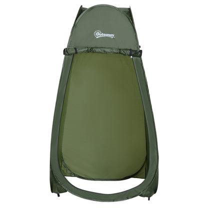 Outsunny Tenda de Duche para Campismo Dobrável Pop UP Tenda de Privacidade com proteção UV e Tecido Impermeável 100x100x185cm Verde Escuro