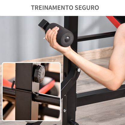 Banco de Pesos Multifuncional Banco de Musculação com Encosto Ajustável Suporte de Barras para Fitness Treinamento Completo 105x150x112cm Preto