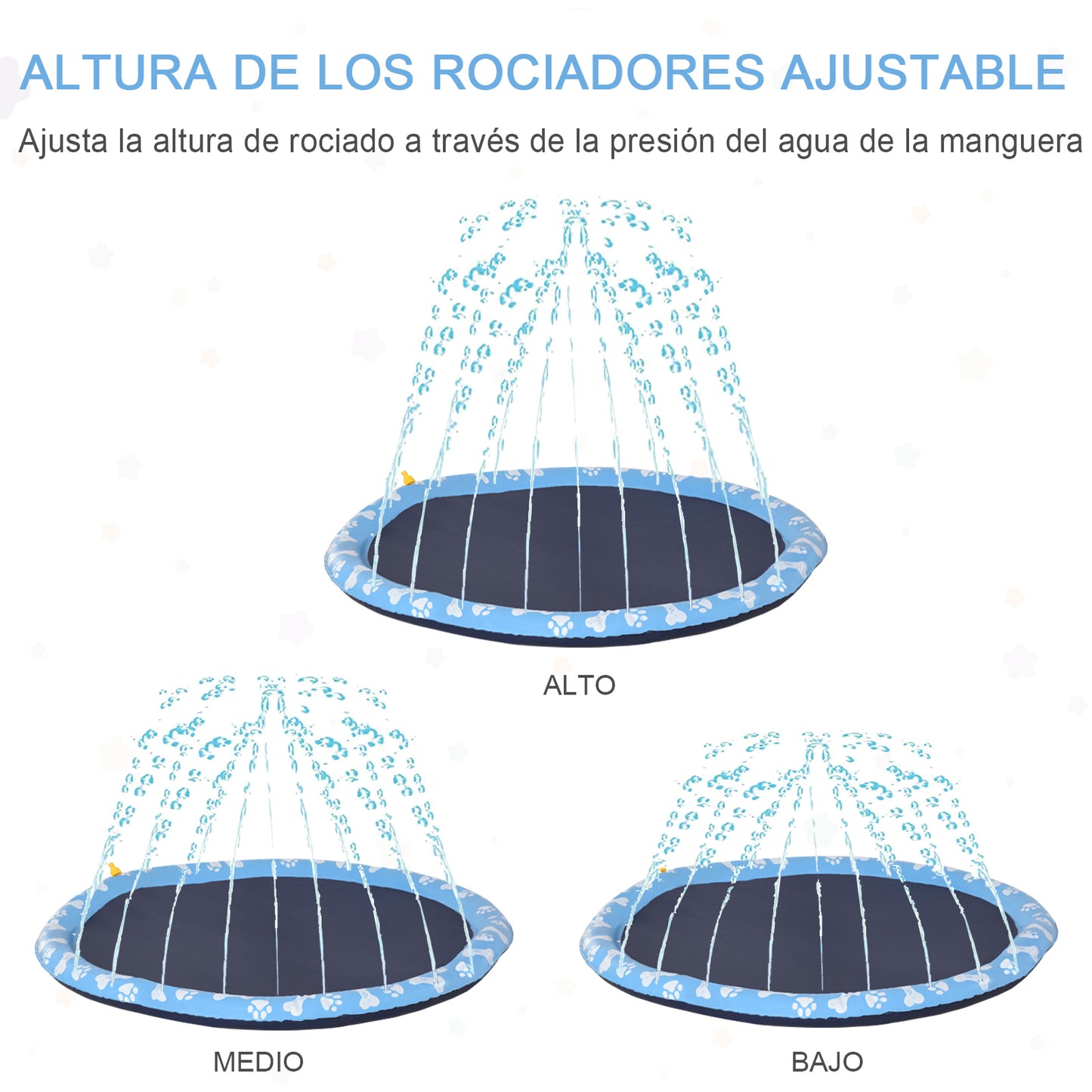 PawHut Splash Pad Tapete Aquático com Pulverizador Ø150 cm Tapete Anti-Respingos Piscina Portátil para Cães Azul