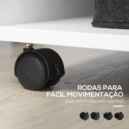 Vinsetto Armário para Impressora Móvel Auxiliar de Escritório com Rodas 3 Prateleiras Laterais e 3 Prateleiras Abertas Carga Máxima 30kg para Dormitório Sala de Estar Cozinha 60x40x75,8cm Branco