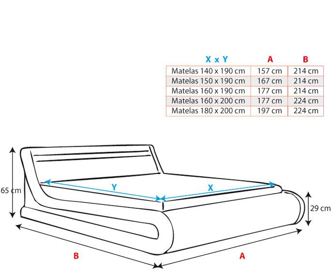 Cama de matrimonio con canapé Patricia en color blanco (160x200cm)