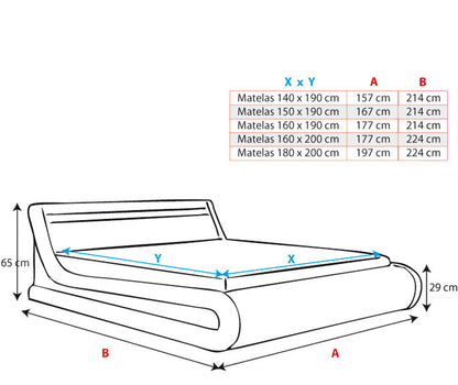 Cama canapé de matrimonio Patricia color blanco (140x190cm) con colchón Texas